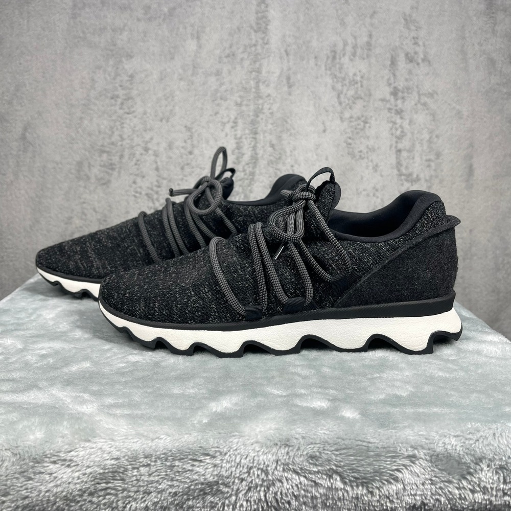Sorel Kinetic Lite Lace Sneakers Womens 10 Black Felt Scalloped NL3227-011